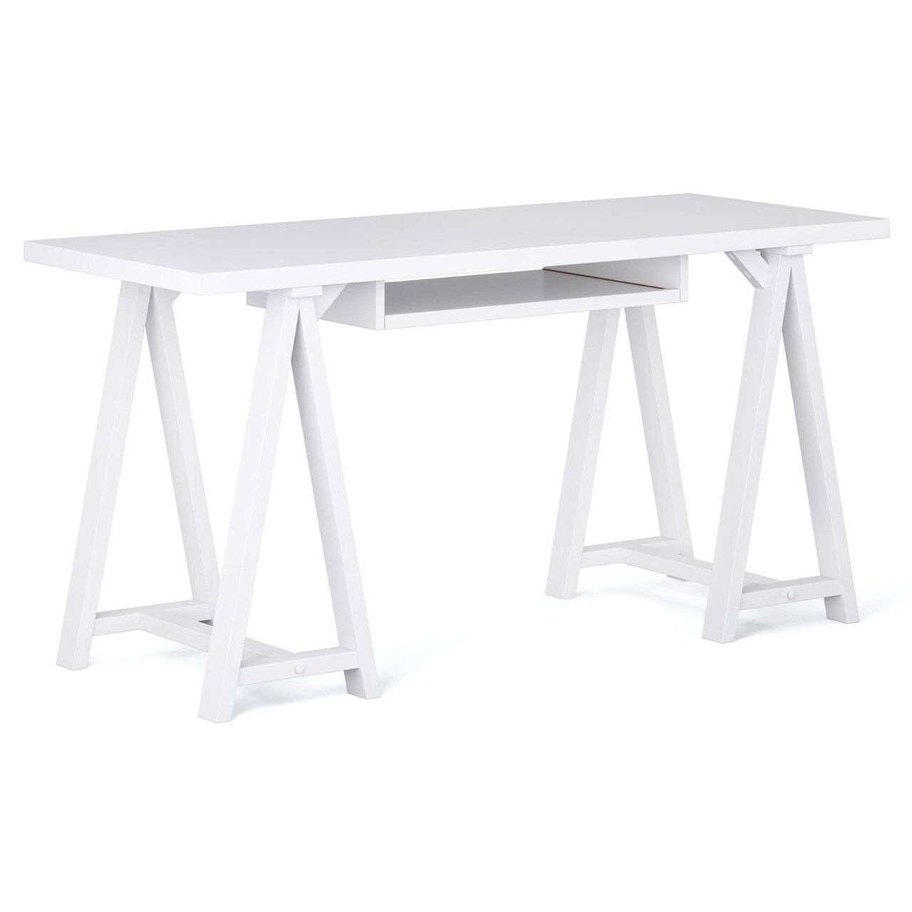 Simplihome Sawhorse Solid Wood Modern Industrial 60"Home Office Desk Table